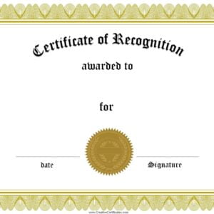 Certificate of Recognition